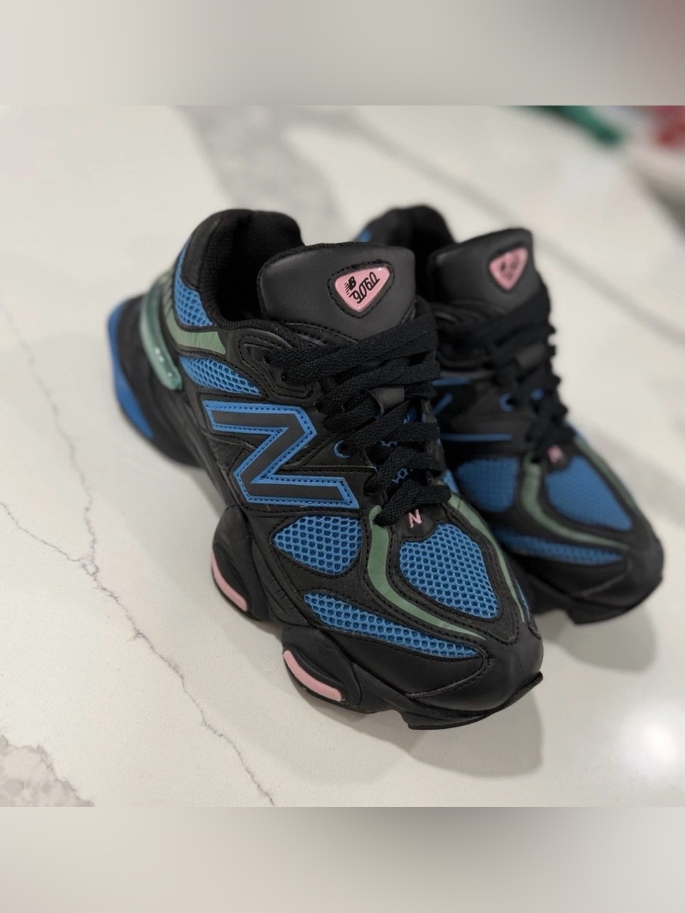 New Balance 9060 U9060AGC Black Blue Agate Low Top Lace-Up Leather Sneaker